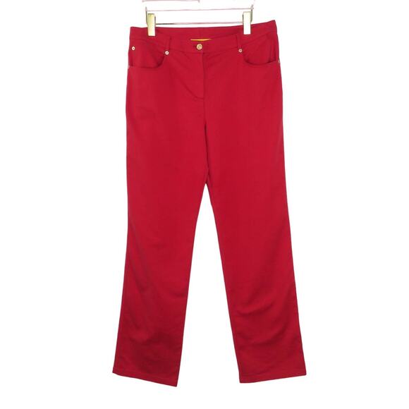 St. John Red Straight Leg Casual Pants Size 10 34" - Picture 1 of 6